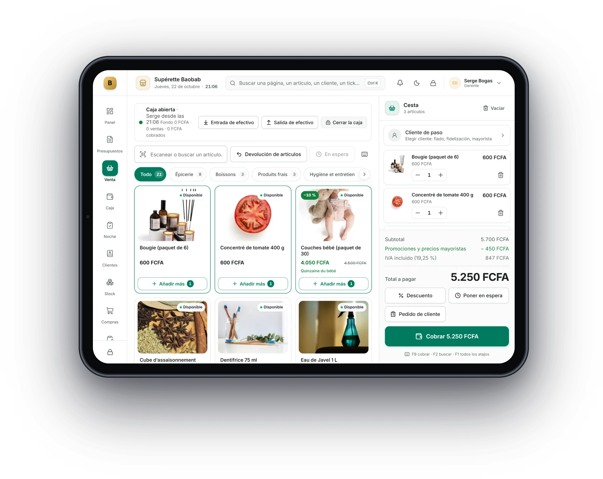 Bogas POS en una tableta: Supermercados y tiendas