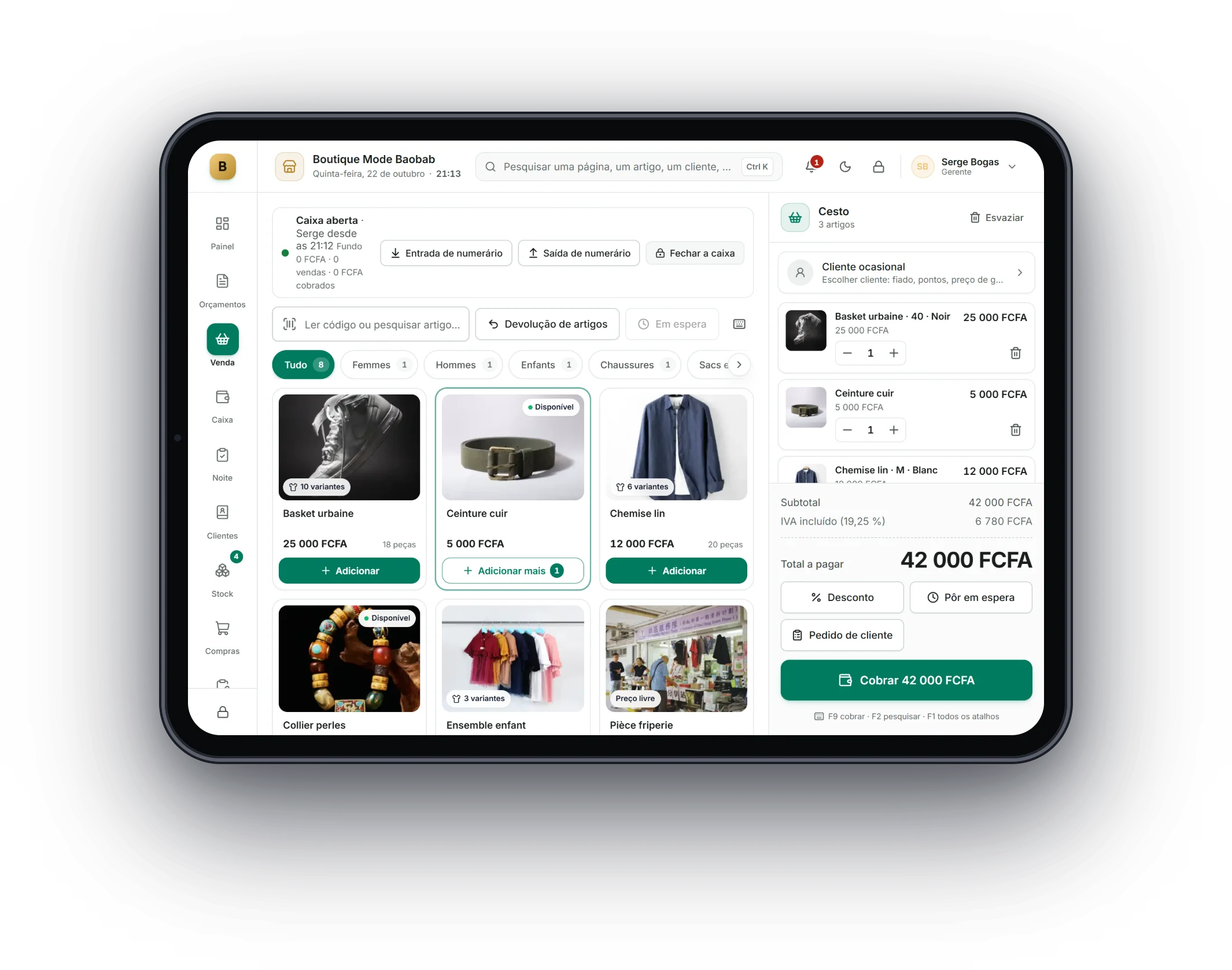 Bogas POS num tablet: Moda e vestuário