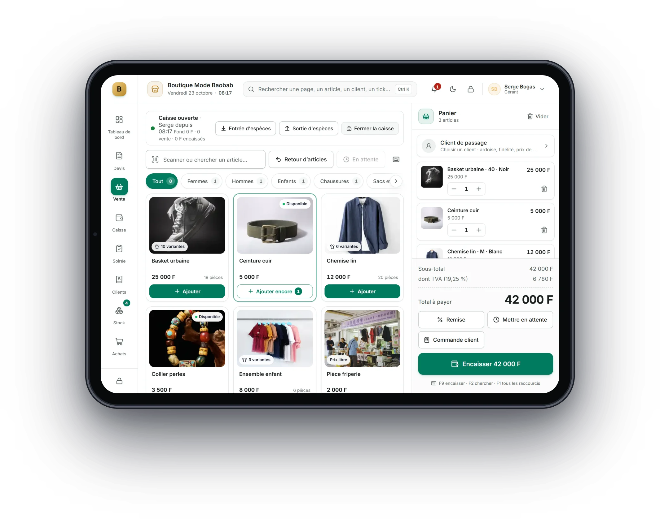 Bogas POS sur tablette : Mode et habillement