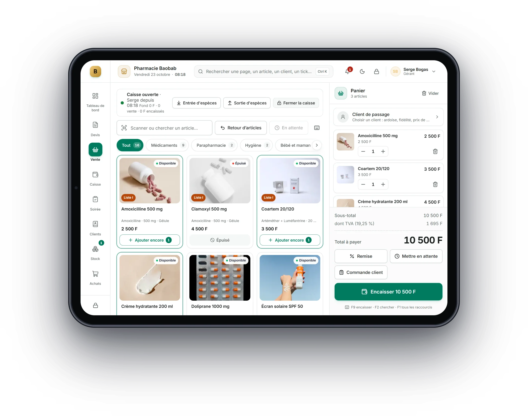 Bogas POS sur tablette : Pharmacies